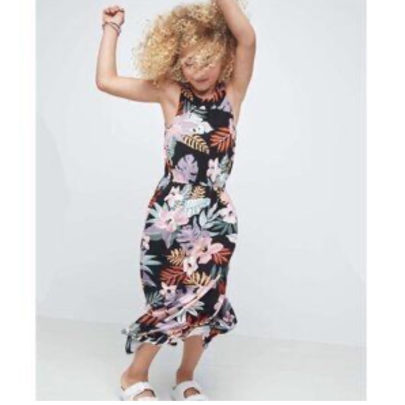 NWT Bixby Nomad x Stitch Fix Kids Girls Black Floral Tropical Maxi Dress‎ - Picture 2 of 5